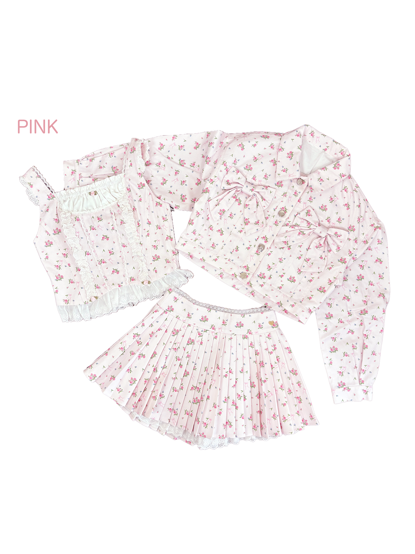 petit floral denim twin ribbon jacket