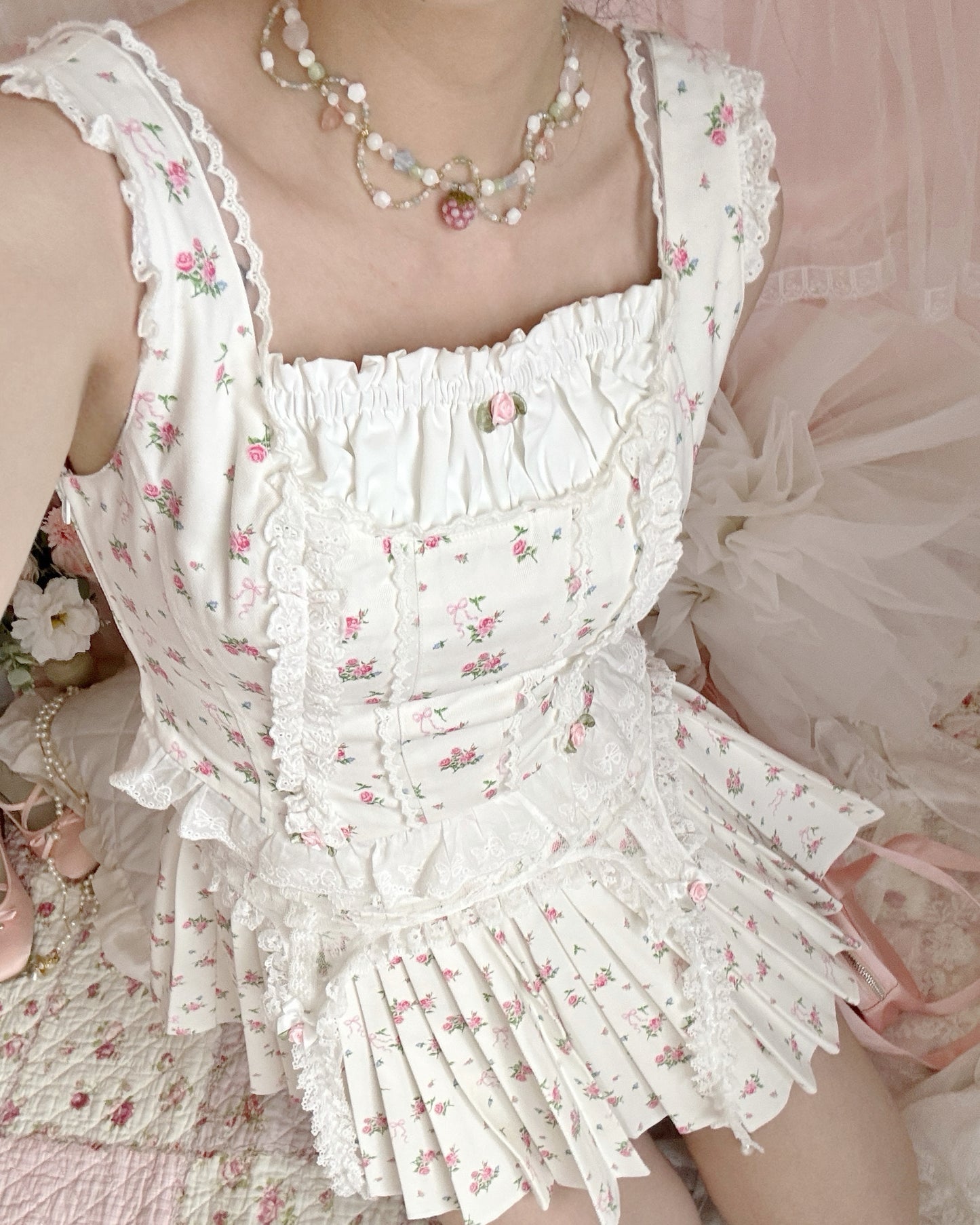 petit floral denim ballerina bustier