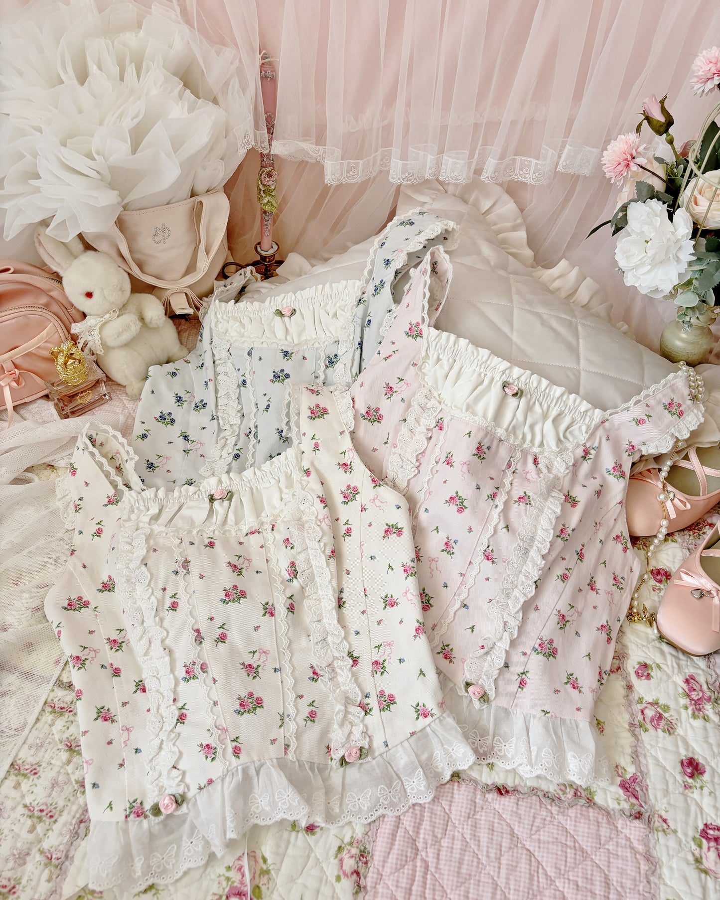petit floral denim ballerina bustier