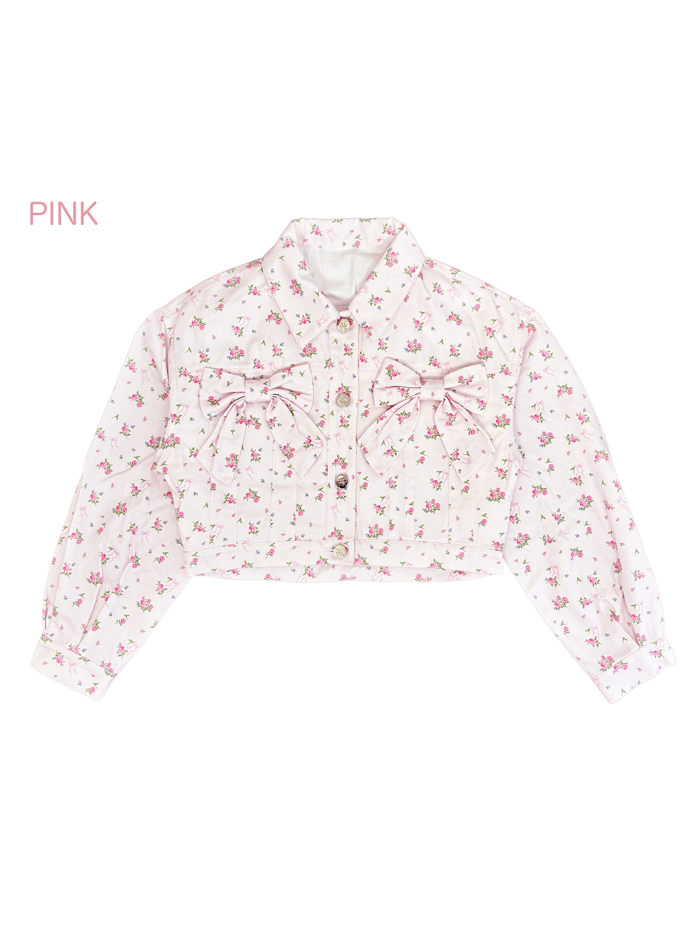 petit floral denim twin ribbon jacket
