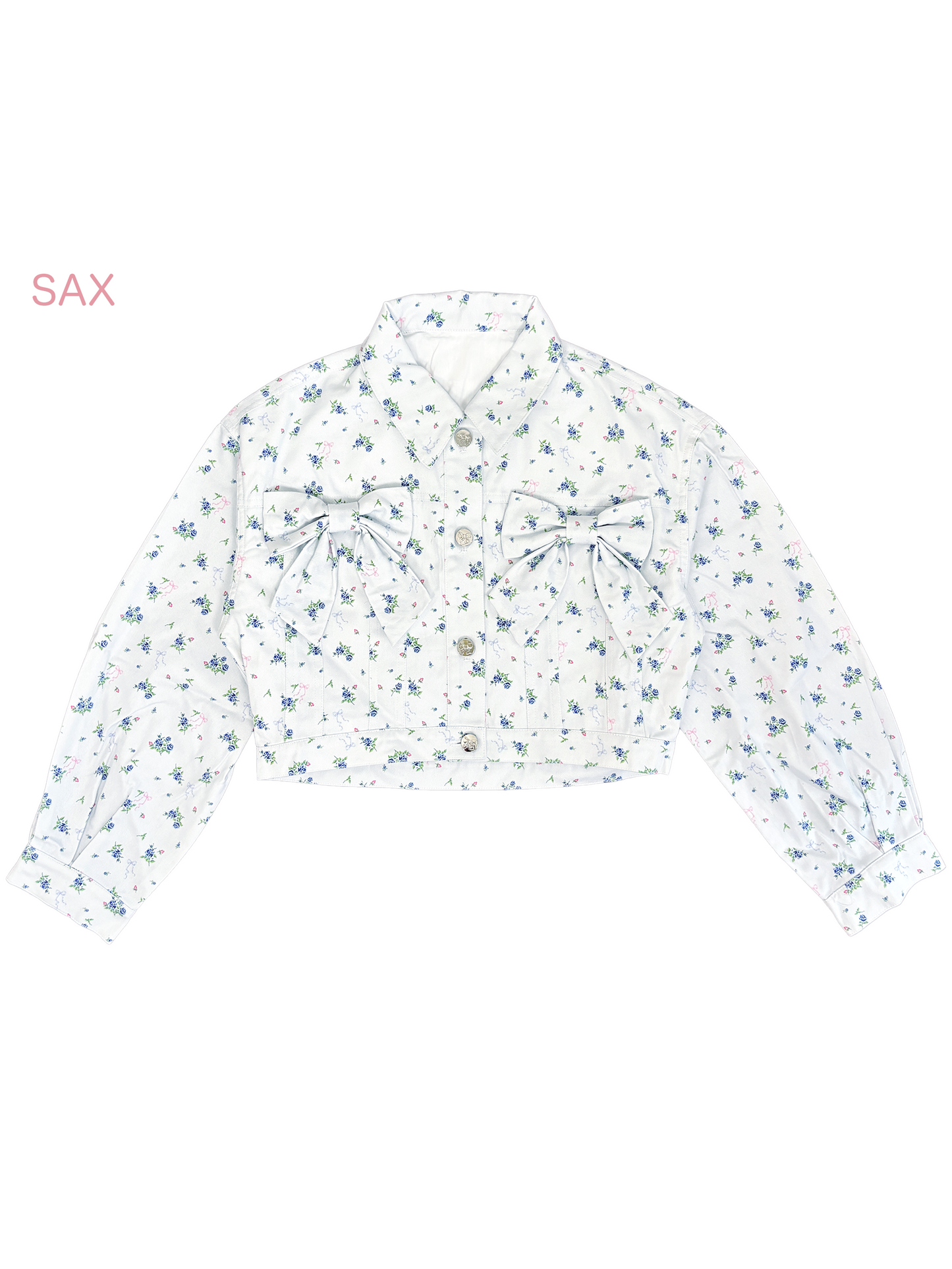 petit floral denim twin ribbon jacket