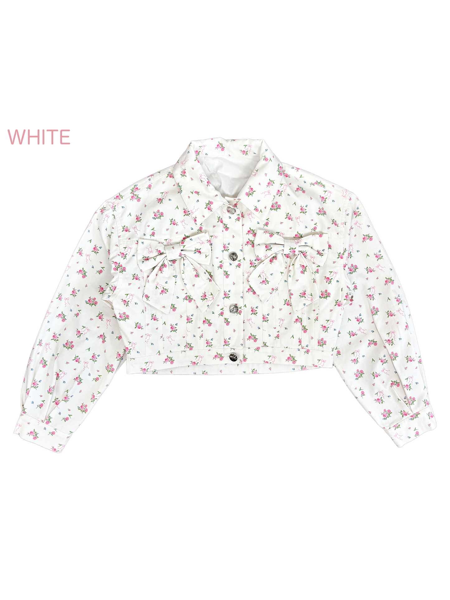 petit floral denim twin ribbon jacket
