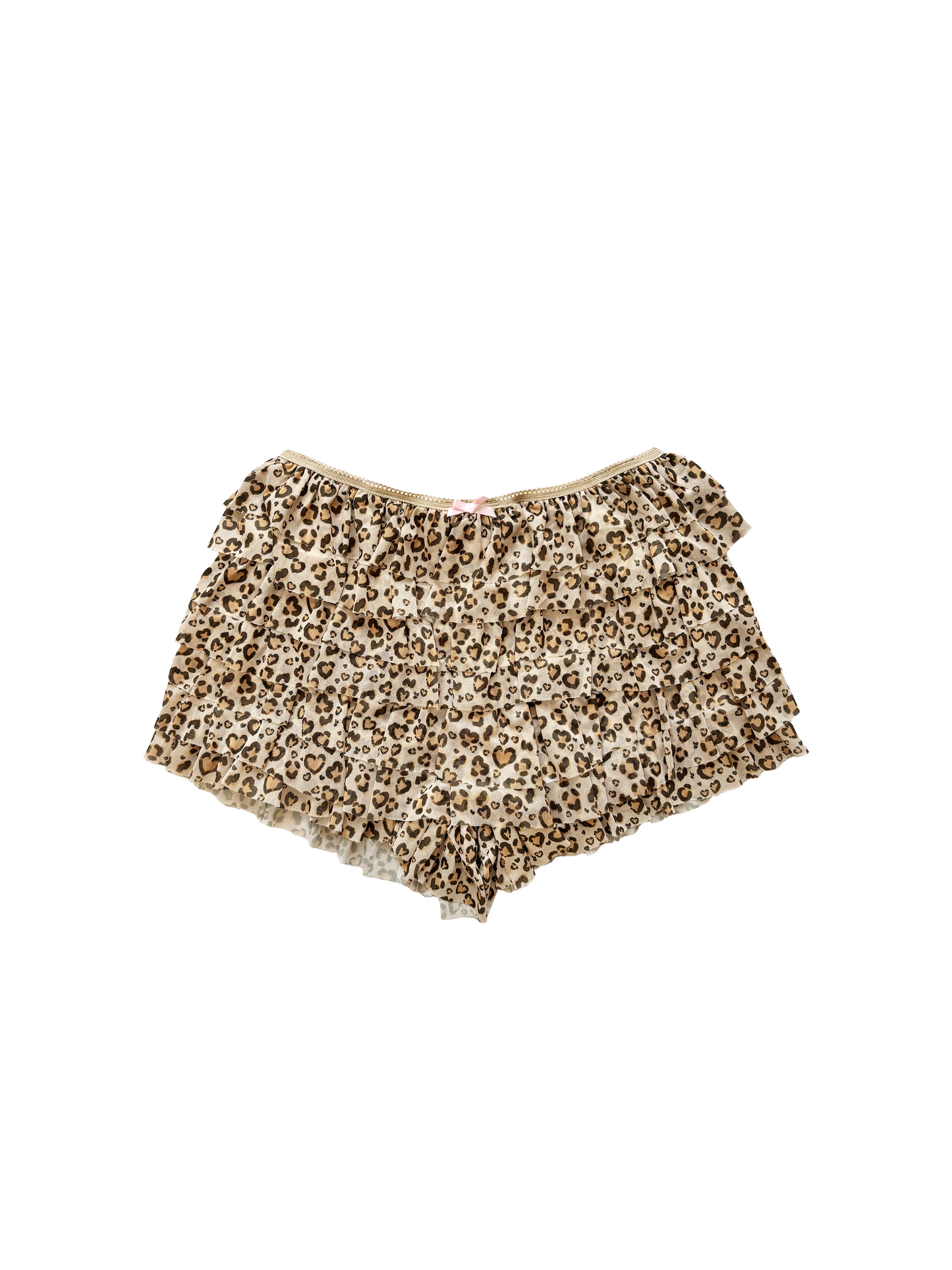 frilly leopard mesh shorts
