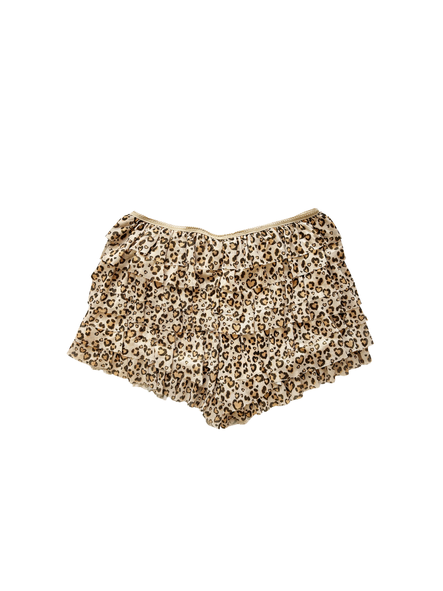frilly leopard mesh shorts