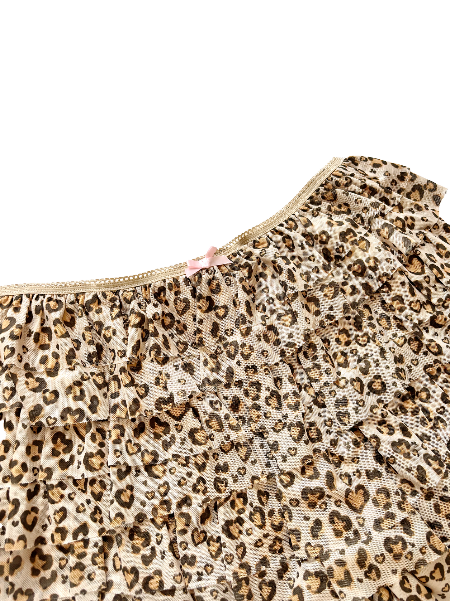 frilly leopard mesh shorts