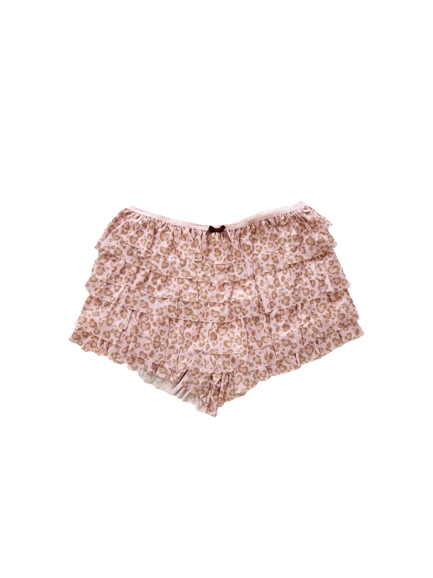 frilly leopard mesh shorts