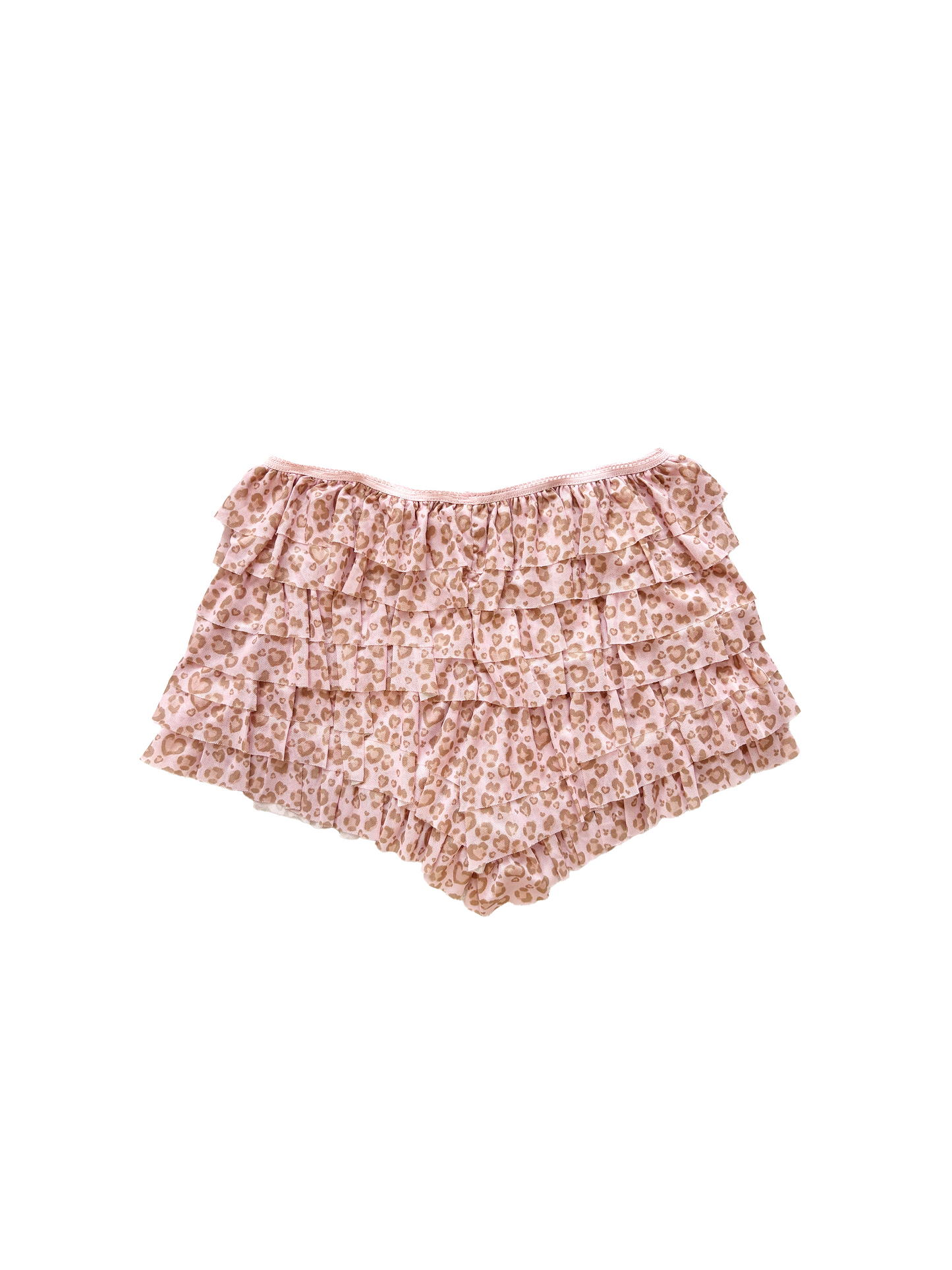 frilly leopard mesh shorts