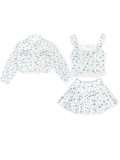 3pc petit floral denim set up