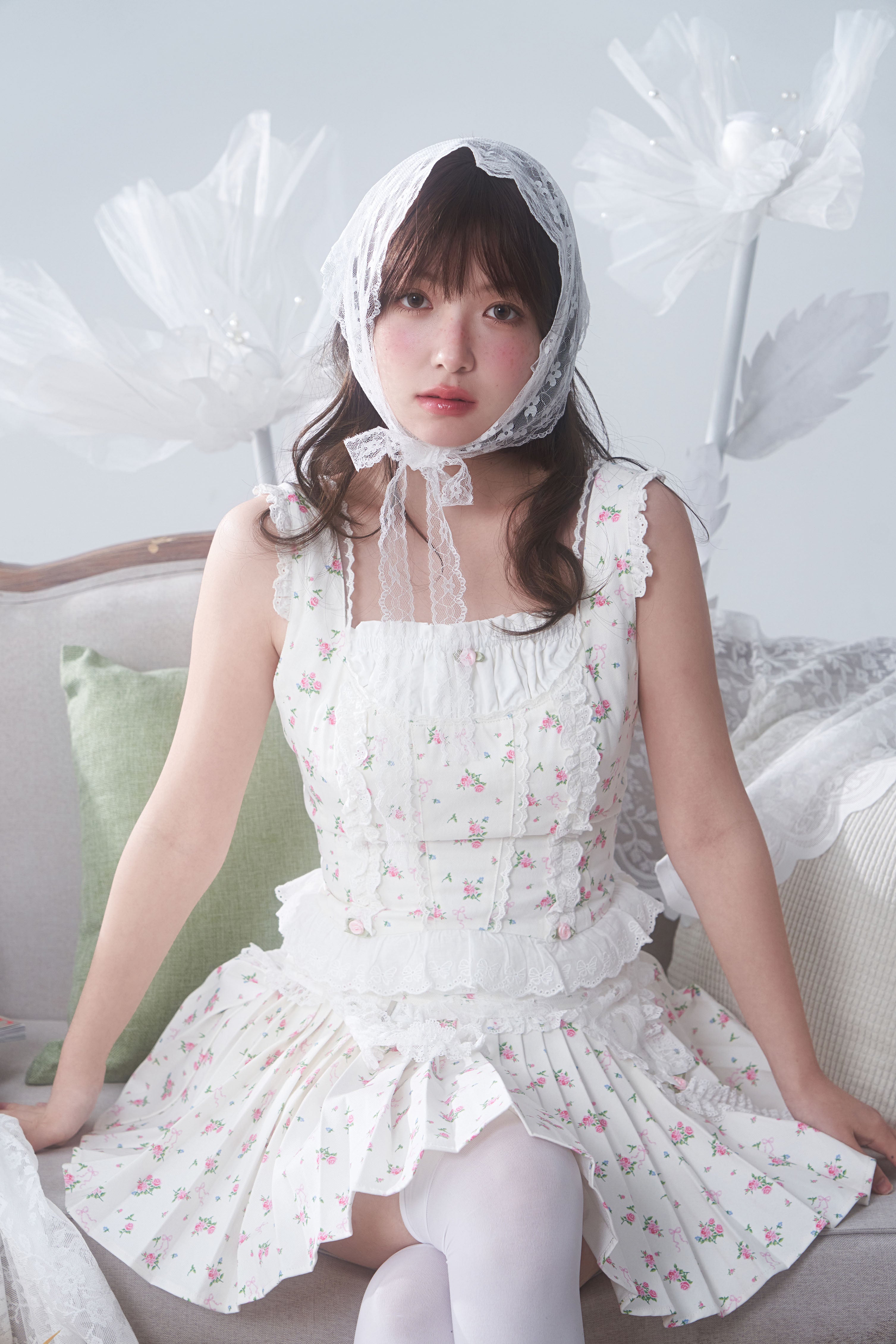 シェリエ　back zip ballerina bustier petit floral denim ballerina bustier – cherriette