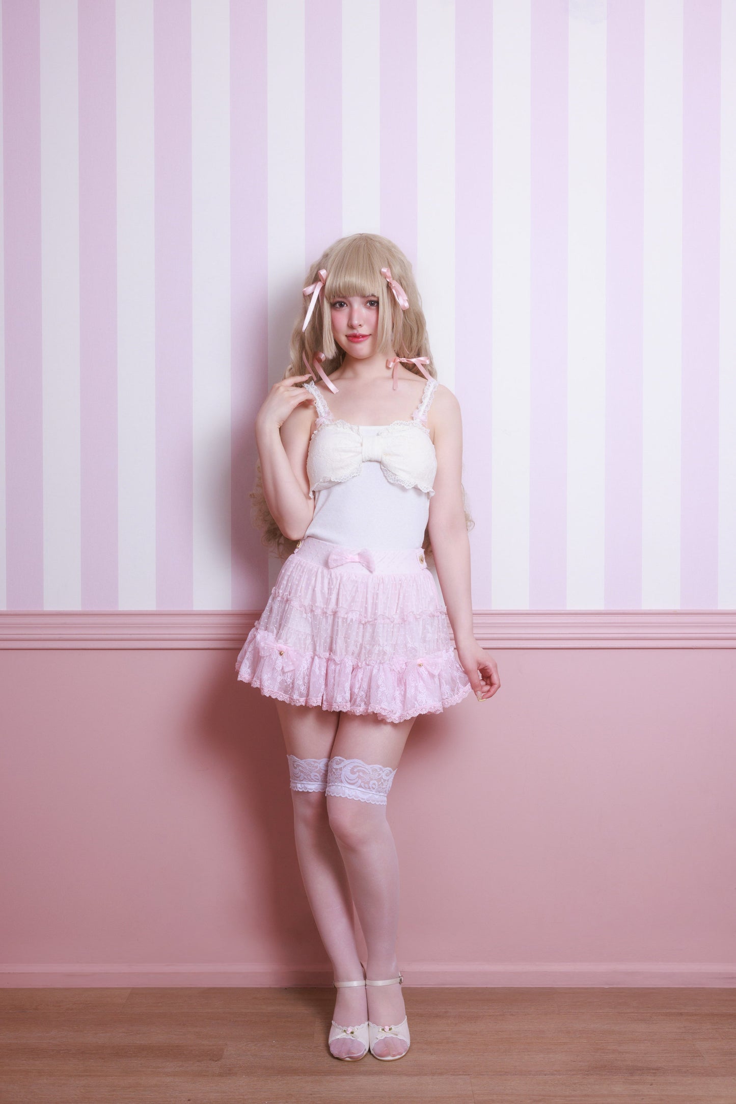 ribbon frill layer skirt