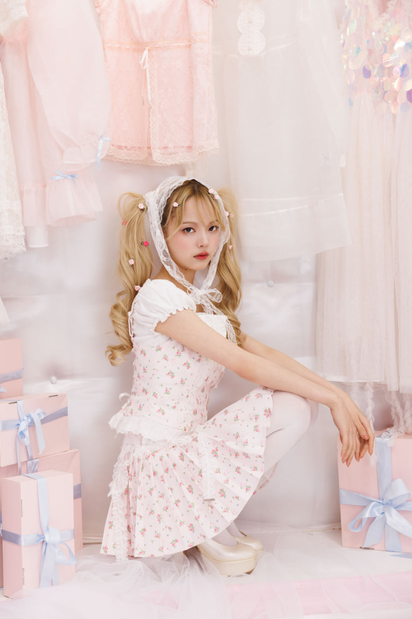 petit floral denim ballerina bustier – cherriette