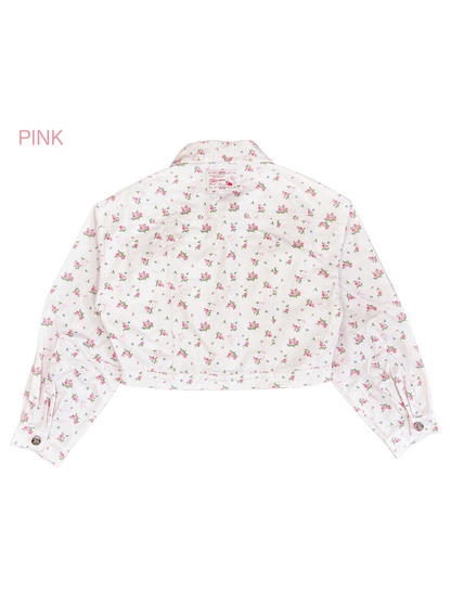 petit floral denim twin ribbon jacket