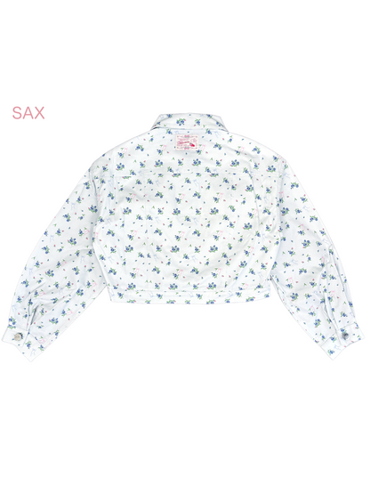 petit floral denim twin ribbon jacket