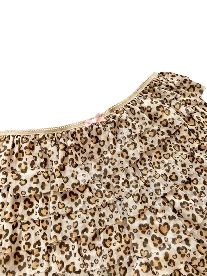 frilly leopard mesh shorts